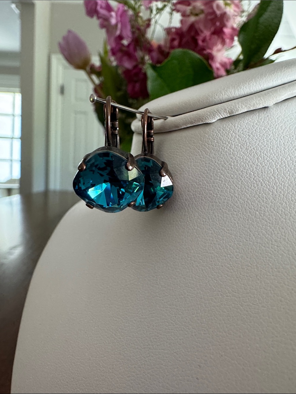 Sabika Teal blue Crystal Drop Earrings